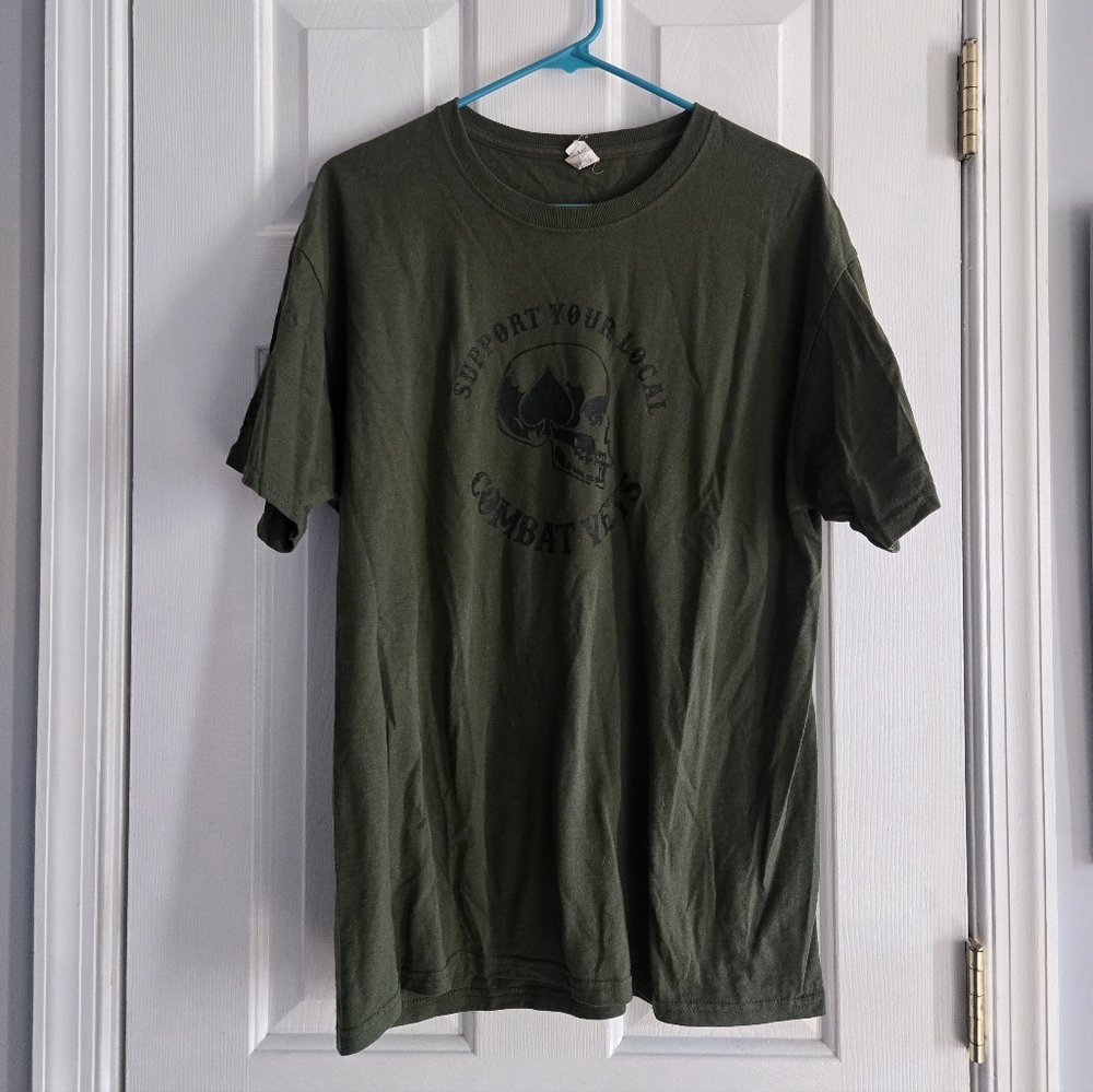 Large Army Green Support Your Local Combat Vets Shirt